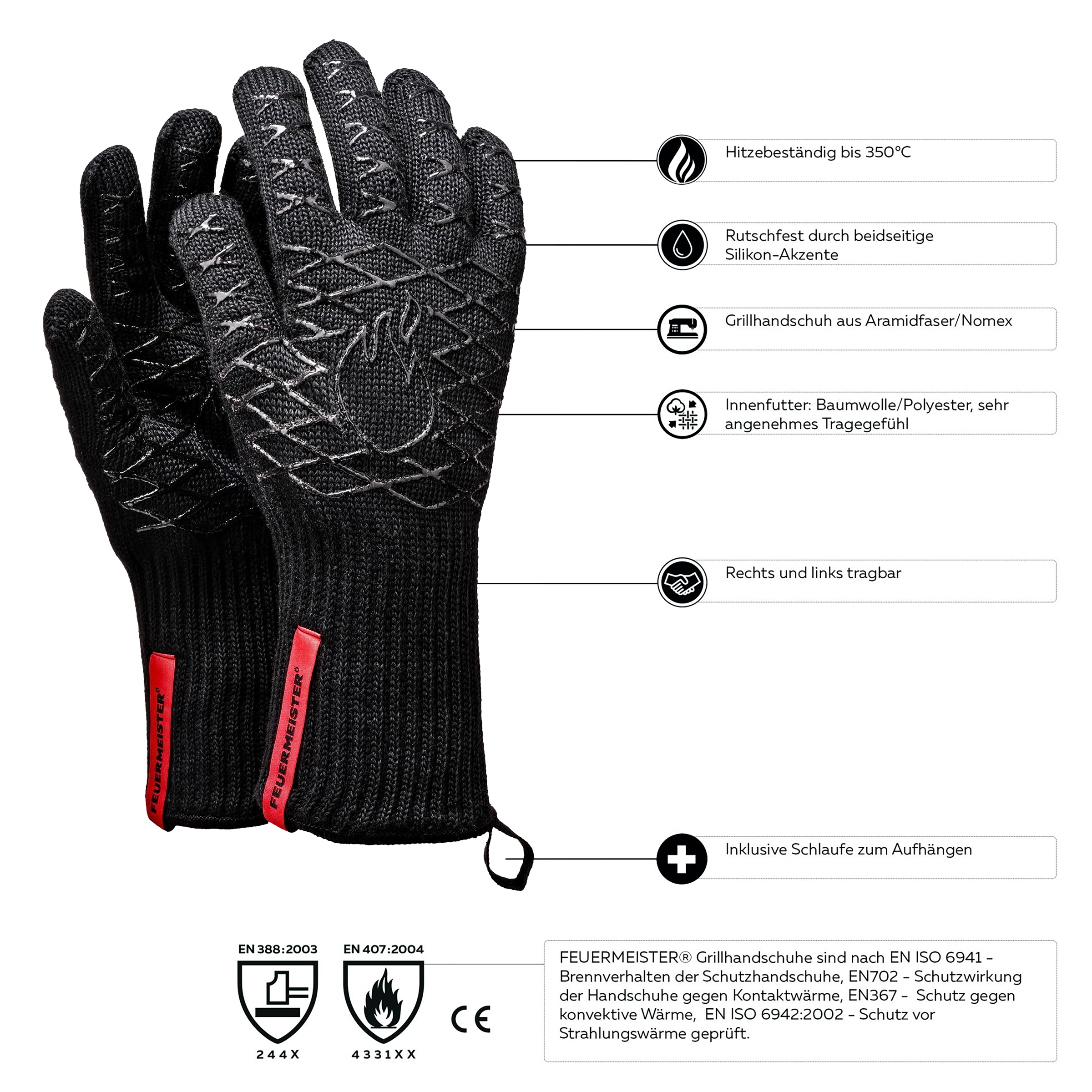 Feuermeister® Aramid Grillhandschuhe, Größe 10 (70023300P10) - Feuermeister